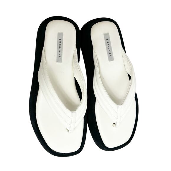 GIANNI BINNI WESLEY WHITE BLACK WOMEN SANDALS SIZE 8M LEATHER PLATFORM - Picture 4 of 10